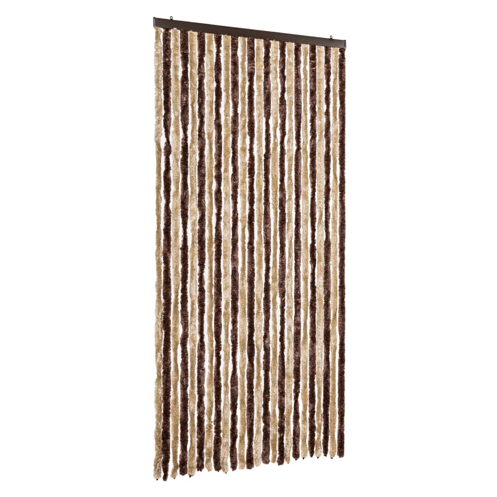 Cortina anti-insetos 100x200 cm chenille bege e castanho-claro