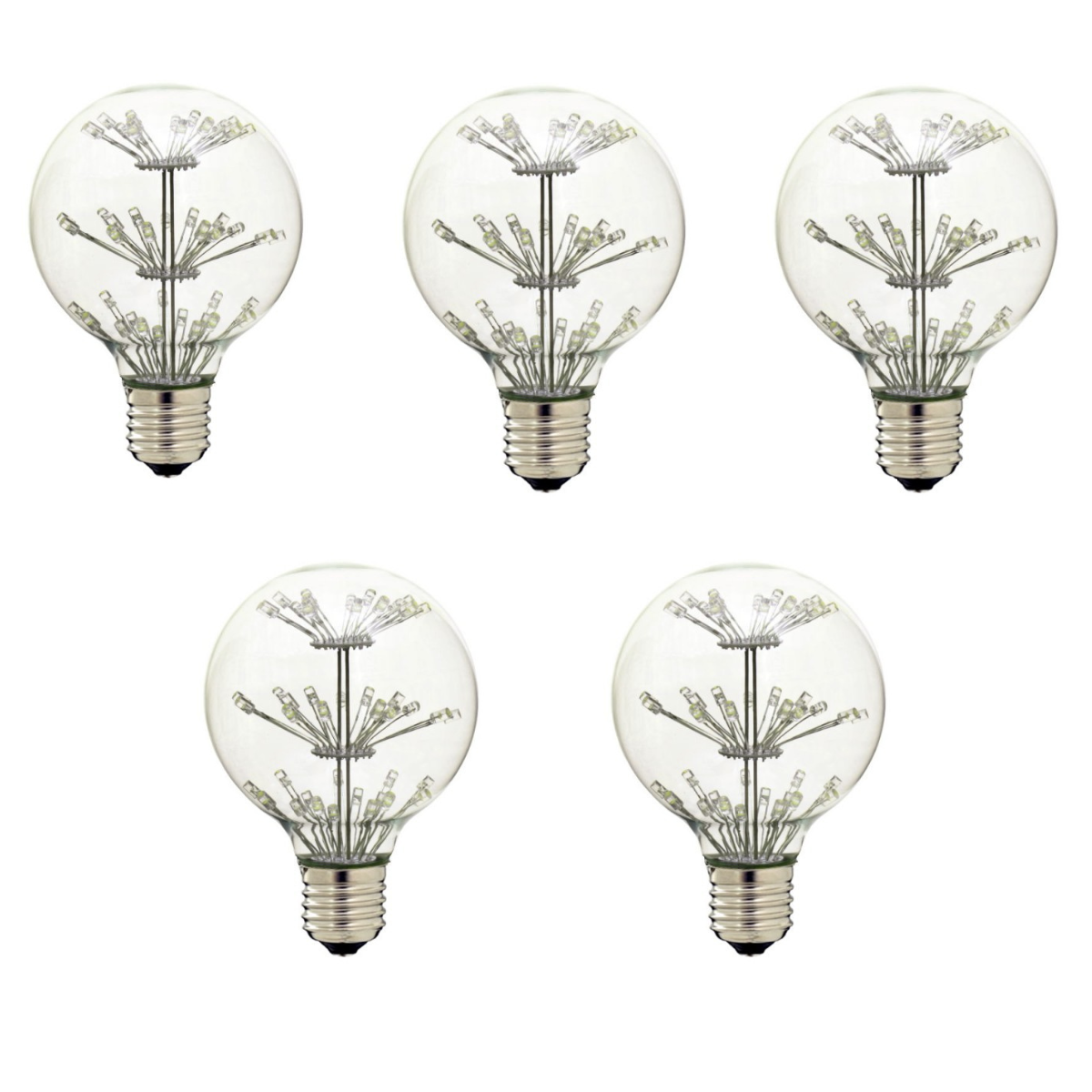 Pack x5 globo bulbo g80 LED árvore elegante 2w E27 branco quente 2300k