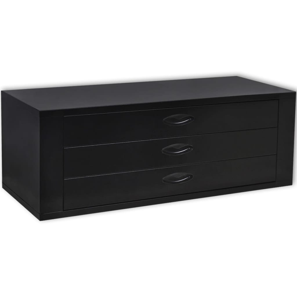 vidaXL cajón de herramientas de metal con 3 cajones negro