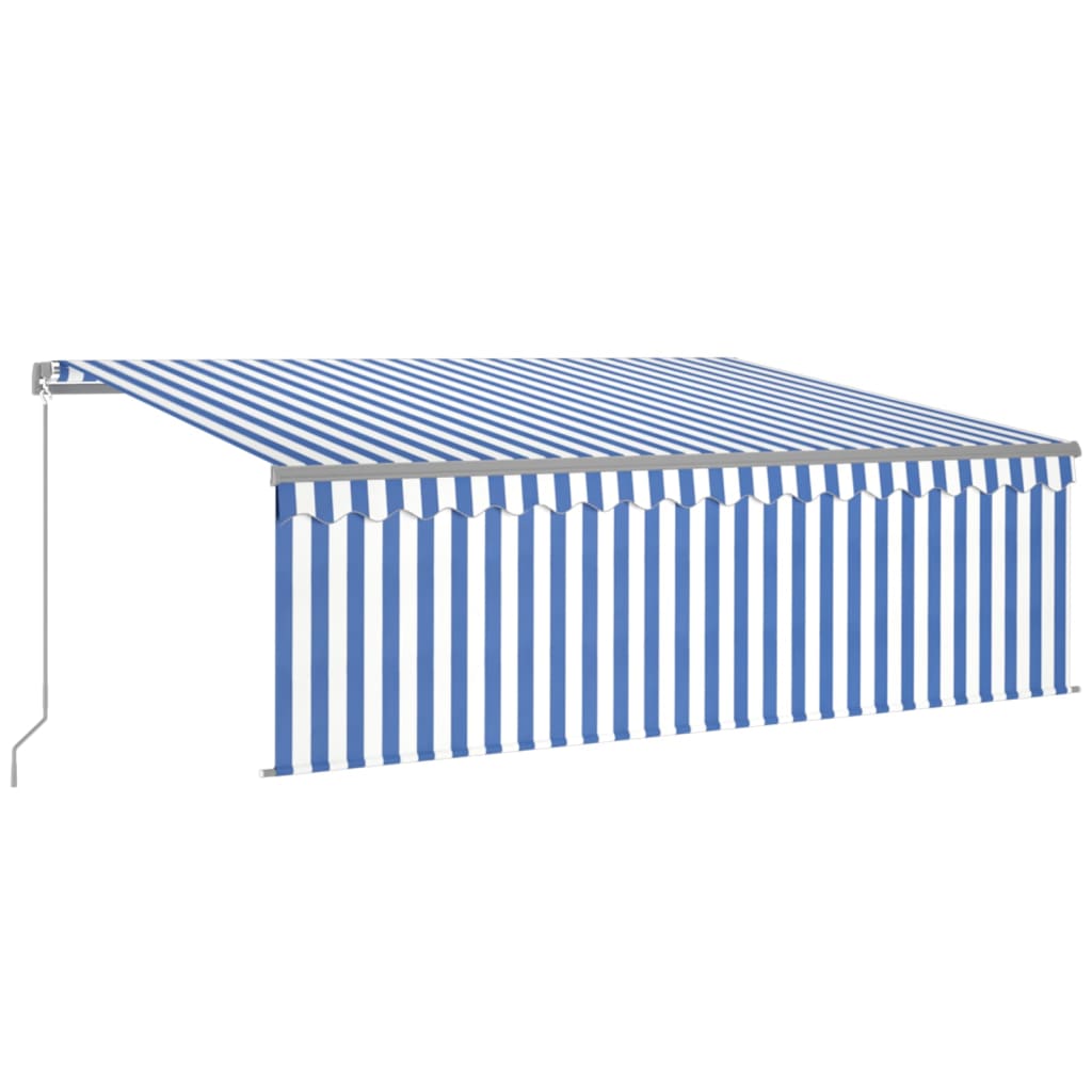 vidaXL toldo retráctil manual con persiana azul y blanco 4x3 m
