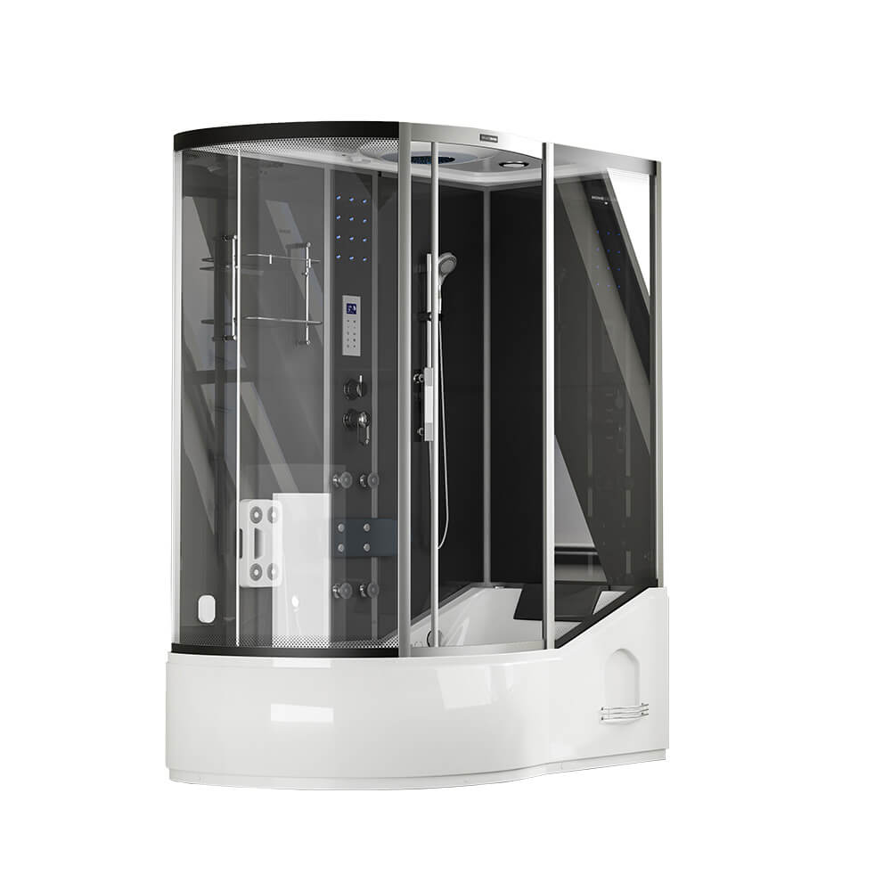 Ducha de vapor con hidromasaje allin 4in1 - 170 x 90 negro izquierda