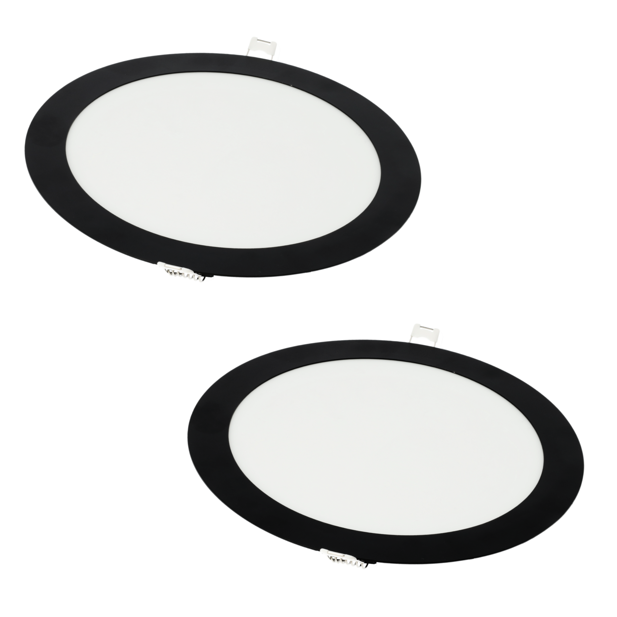 Pack x2 LED downlight 18w branco quente 3000k redondo quadro embutido preto