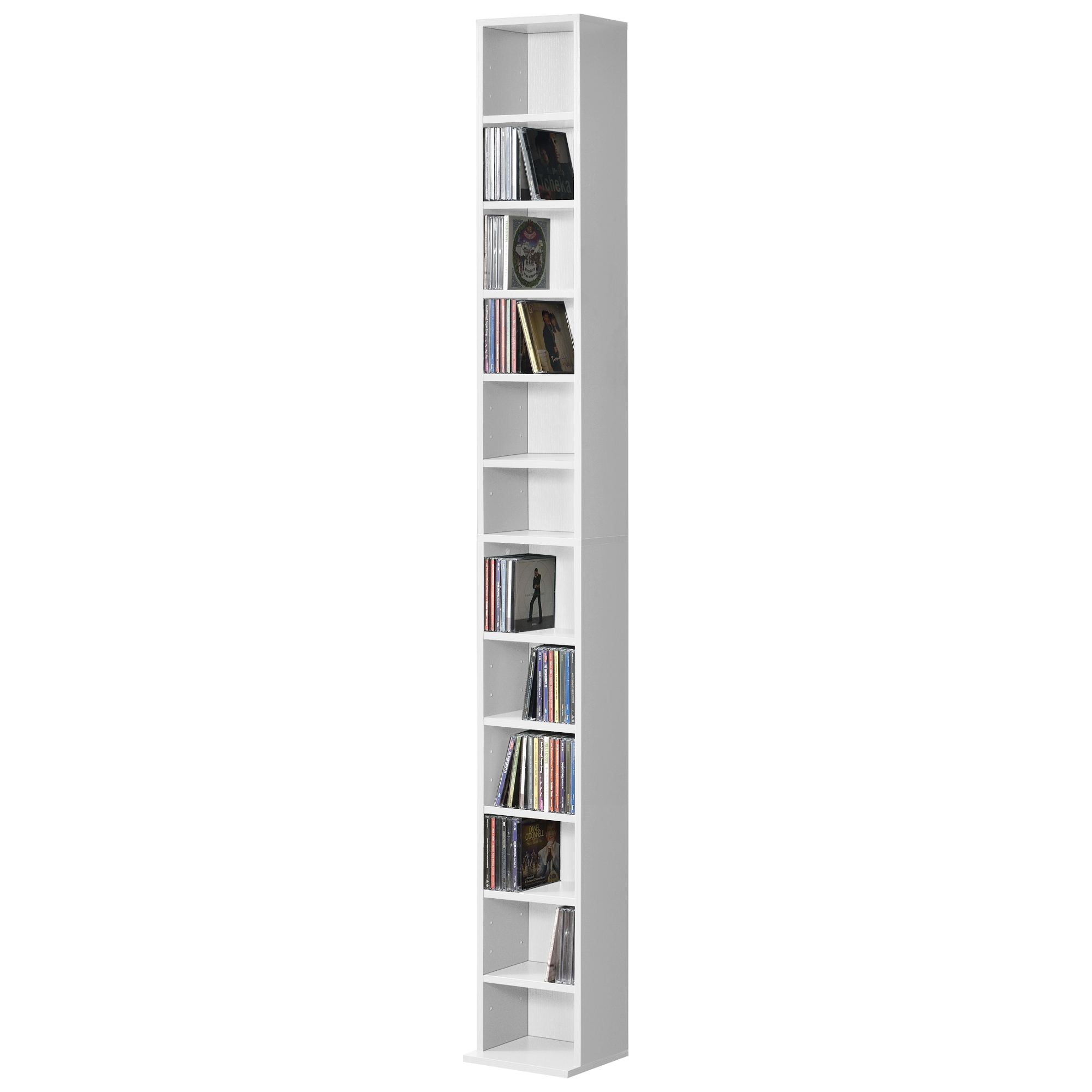 Prateleira para cd tynset 12 compartimentos 175x20x20cm branco [en.casa]