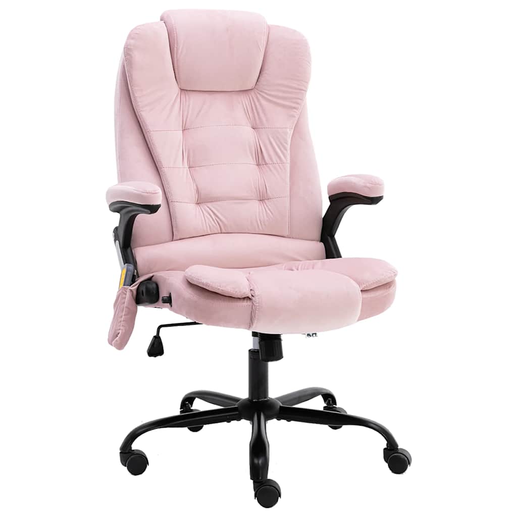 Cadeira de escritório c/ função de massagem veludo rosa wf718753