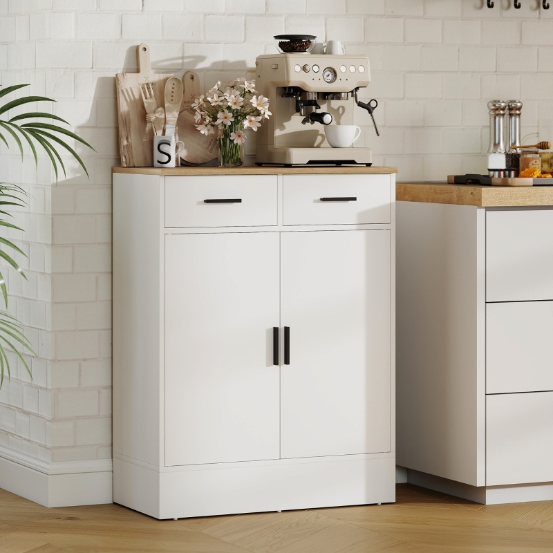 Aparador com 2 gavetas branco madeira 90x69x35cm