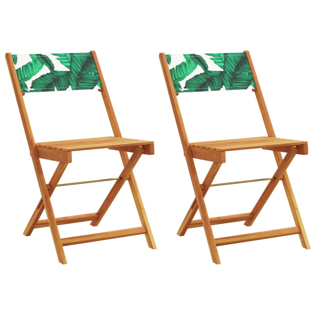 vidaXL sillas de bistró 2 uds madera acacia y tela estampado de hojas