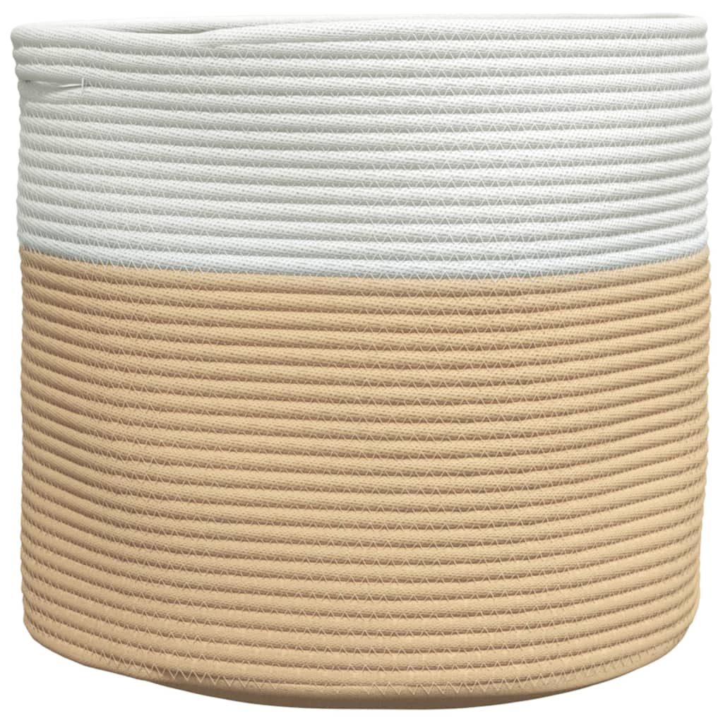 vidaXL cesta de almacenaje aLGodón beige y blanco ø40x35 cm