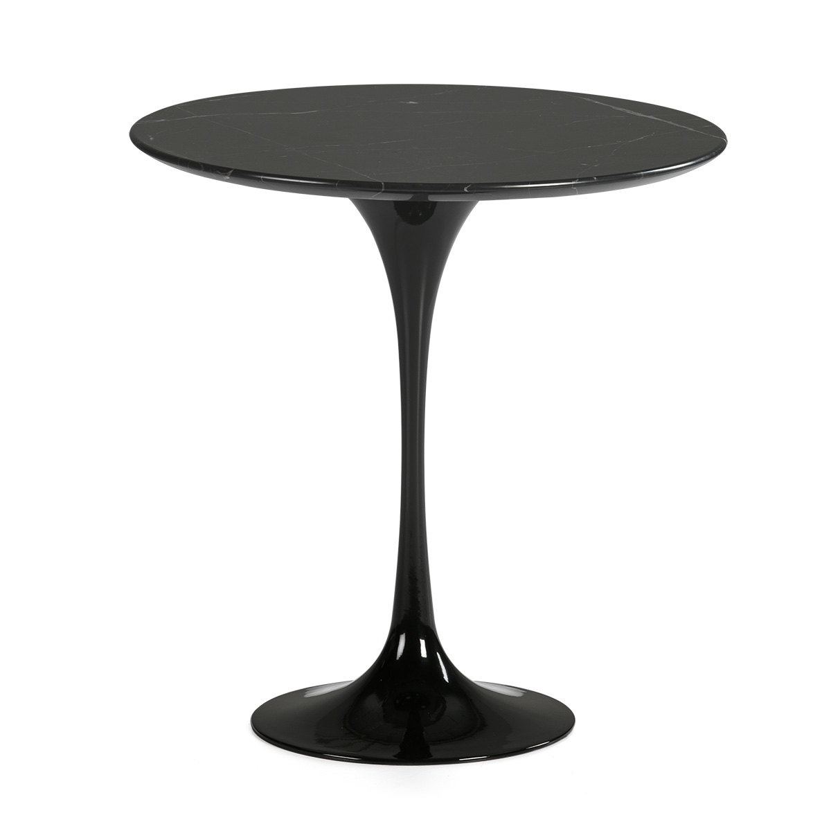 Mesa lateral 50x50x50 em mármore preto, alumínio preto
