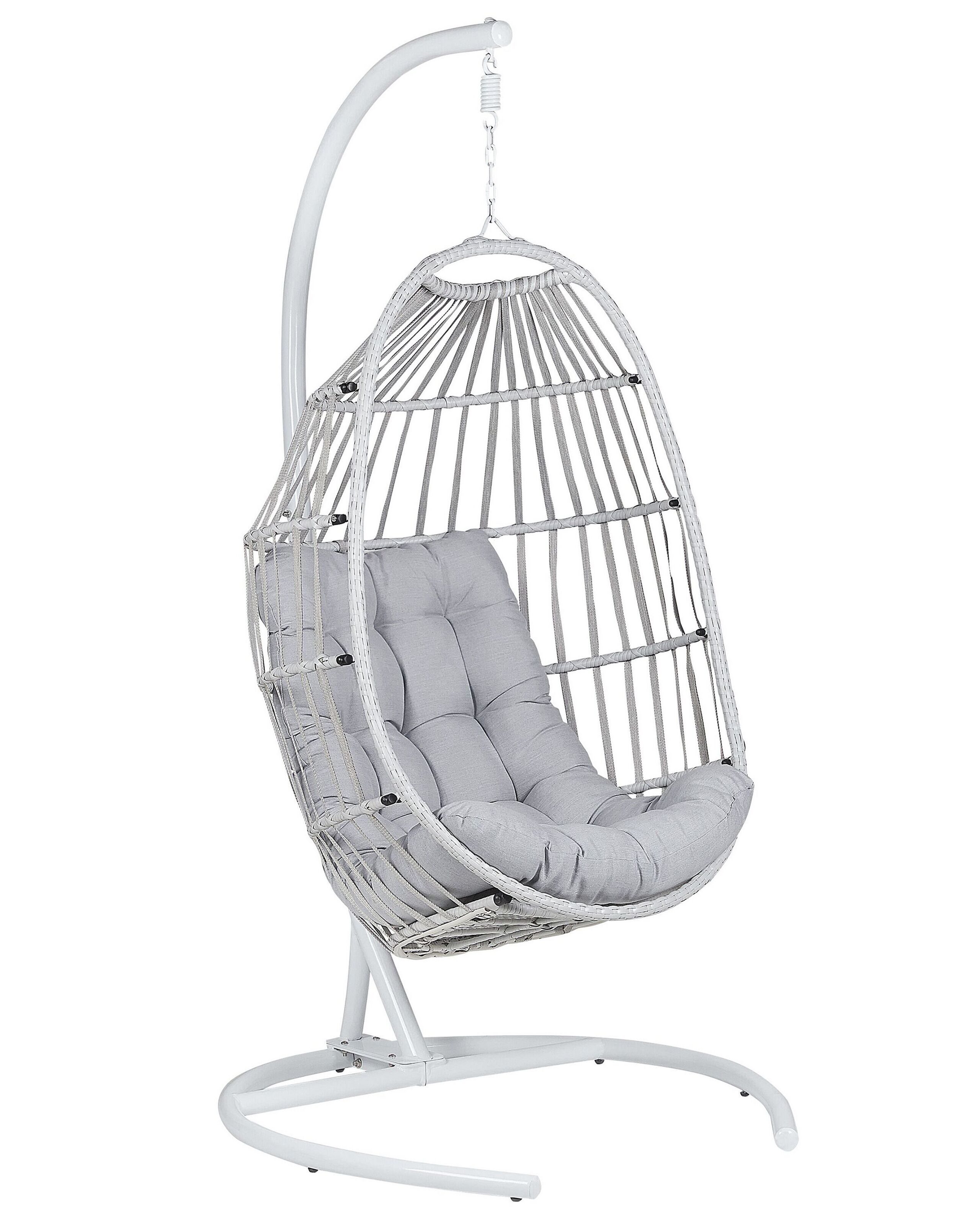Cadeira suspensa com suporte sesia rattan sintético cinzento claro