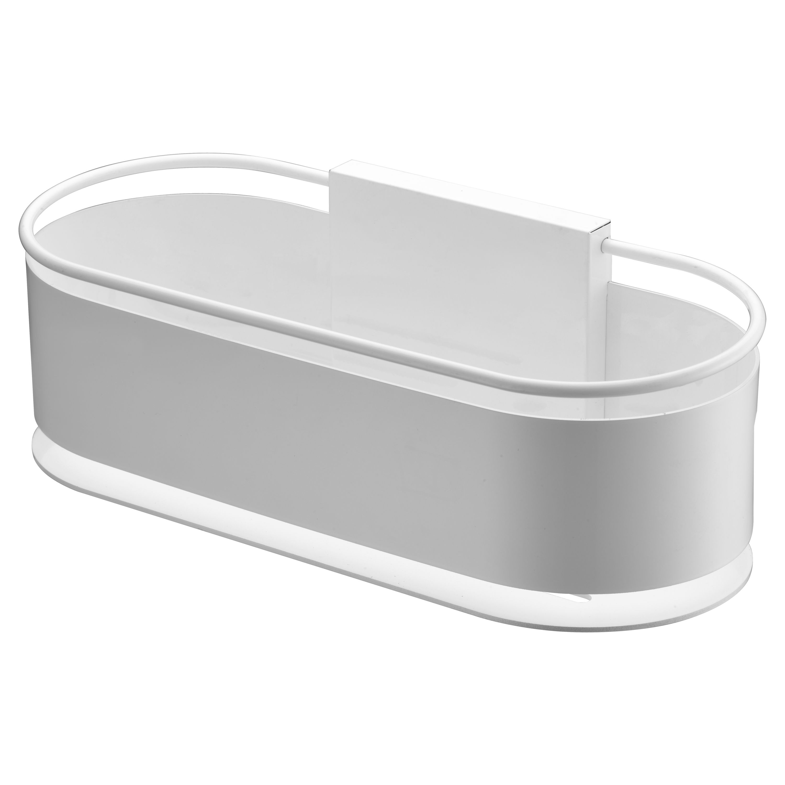Portasapone branco opaco em aço inox e latão com fixação frontal