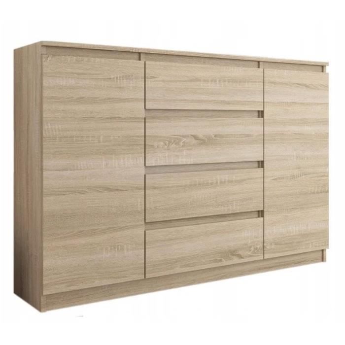 Cómoda 2 portas 4 gavetas - 120 x 39 x 101 cm