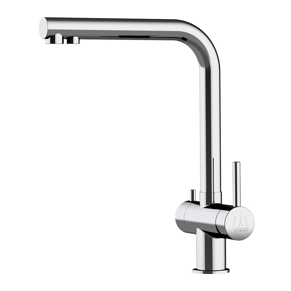 Torneira de cozinha 4 vias aço inox bico giratório em l, polido