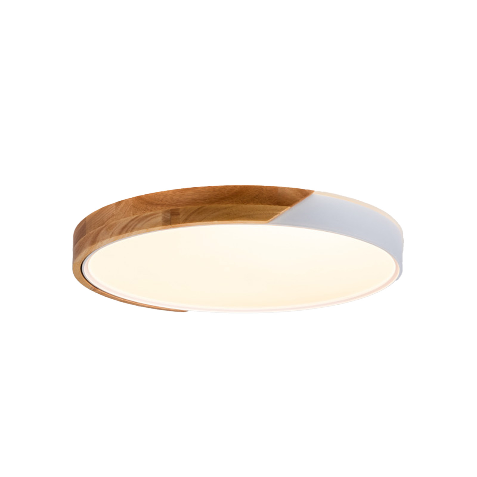 Plafon LED Redondo Em Metal E Madeira Natural 50cm 40W CCT