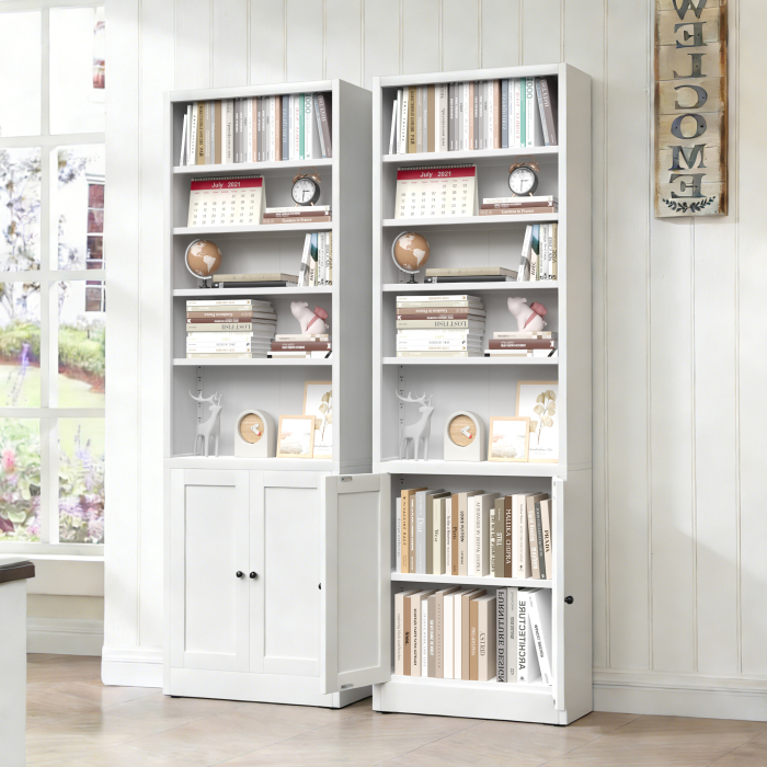 Estante com 1 porta e 5 prateleiras branca 180x60x24cm