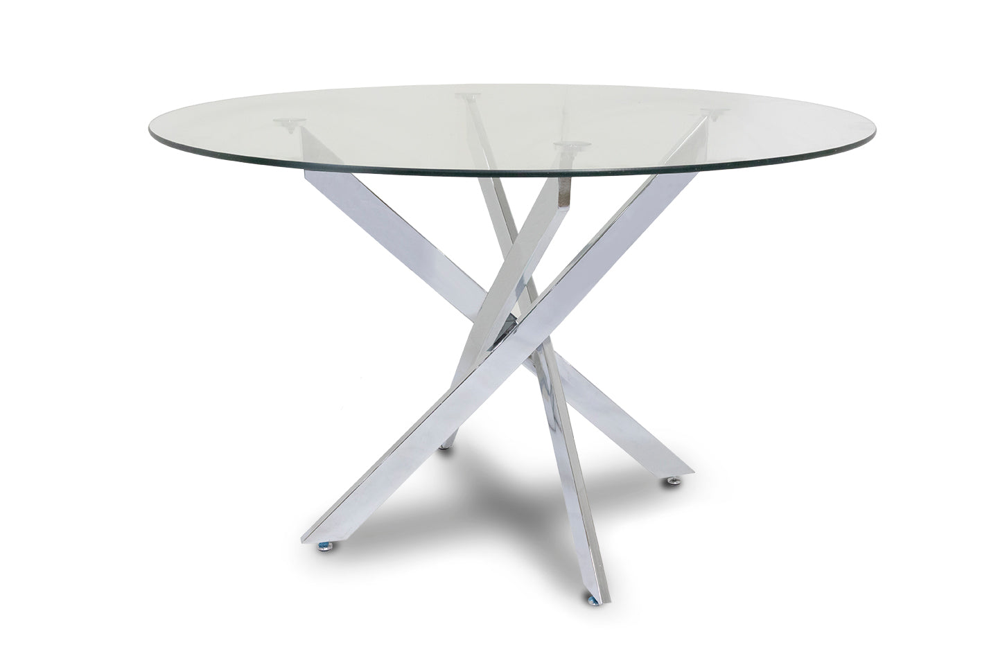 Mesa redonda em vidro temperado 120cm dt. Sala de jantar ou cozinha, cinza