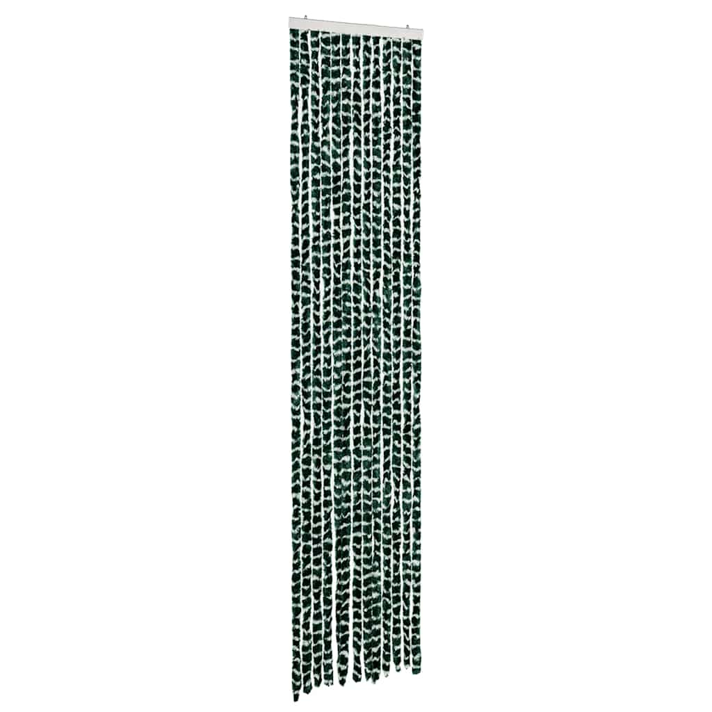 Cortina anti-insetos 56x200 cm chenille verde e branco