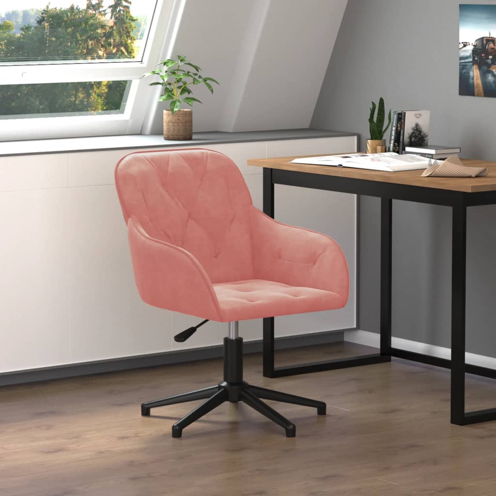 Cadeira de escritório giratória veludo rosa wf284734