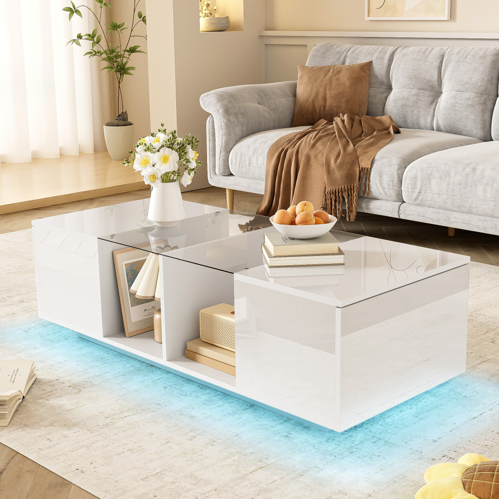 Mesa de centro com LED branco 38,5x120x50cm