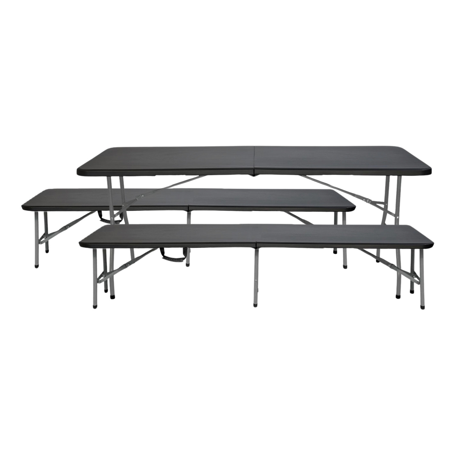 Conjunto de mesa dobrável com 2 bancos de 180 cm catering Thinia Home