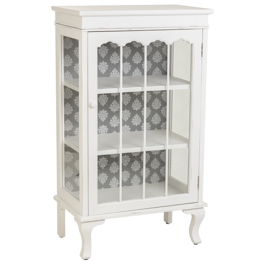 Vitrina de madeira branca 60,5x40,5x114,5