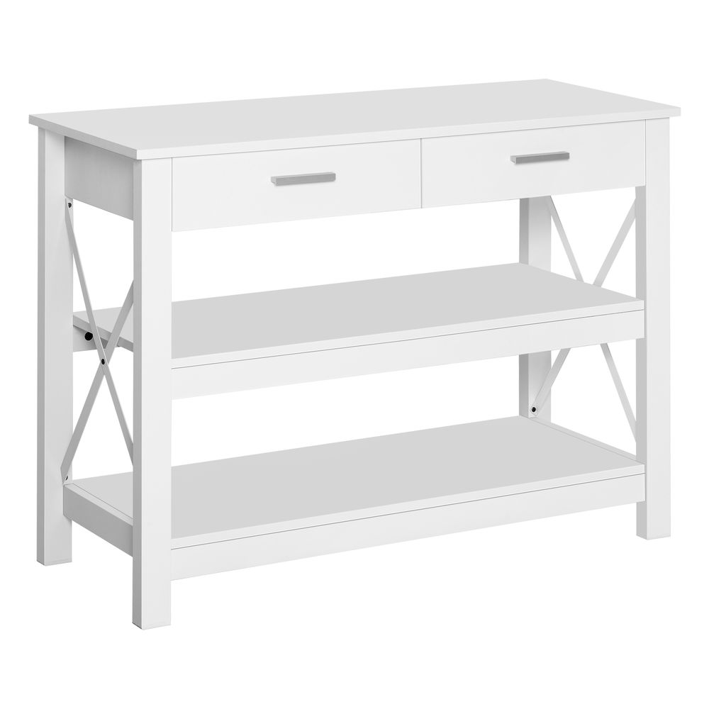 Mesa de console 105x40x76 cm mdf, metal color blanco Homcom, casa - mesas