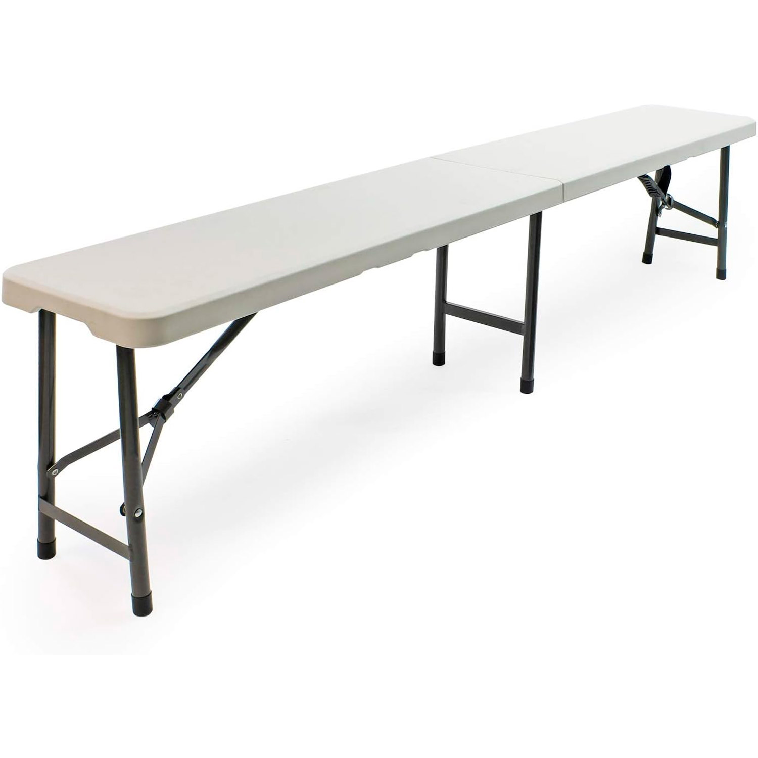 Banco dobrável de resina 180x29x43 cm estrutura de aço y bases de resina