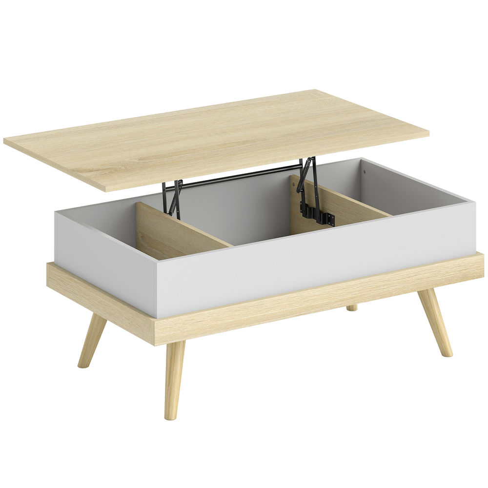 Mesa de centro elevatória 100x79x54 cm color marrón Homcom, casa - mesas