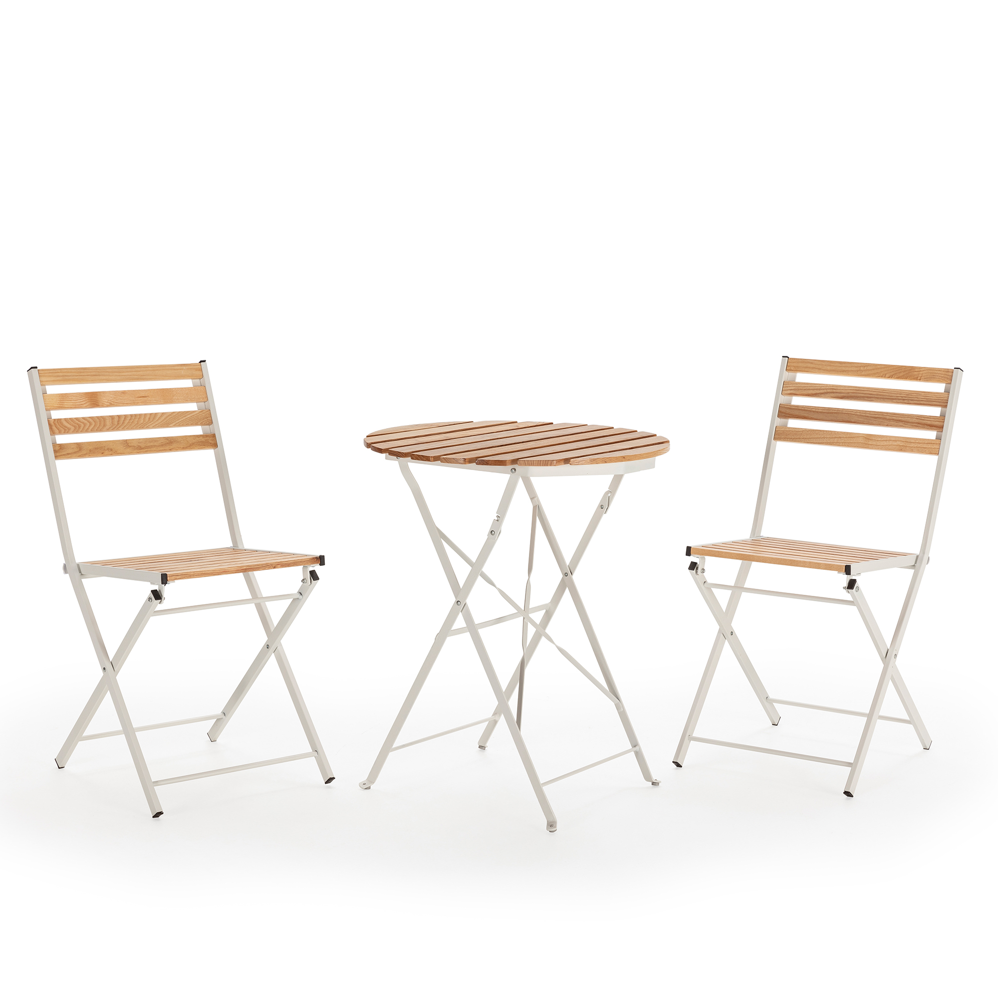 Conjunto bistrô de jardim ambar de 3 peças branco, mesa e 2 cadeiras