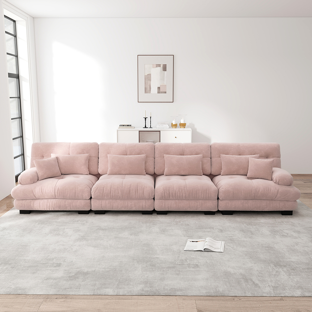 Komhtom,sofá modular, chenille, rosa