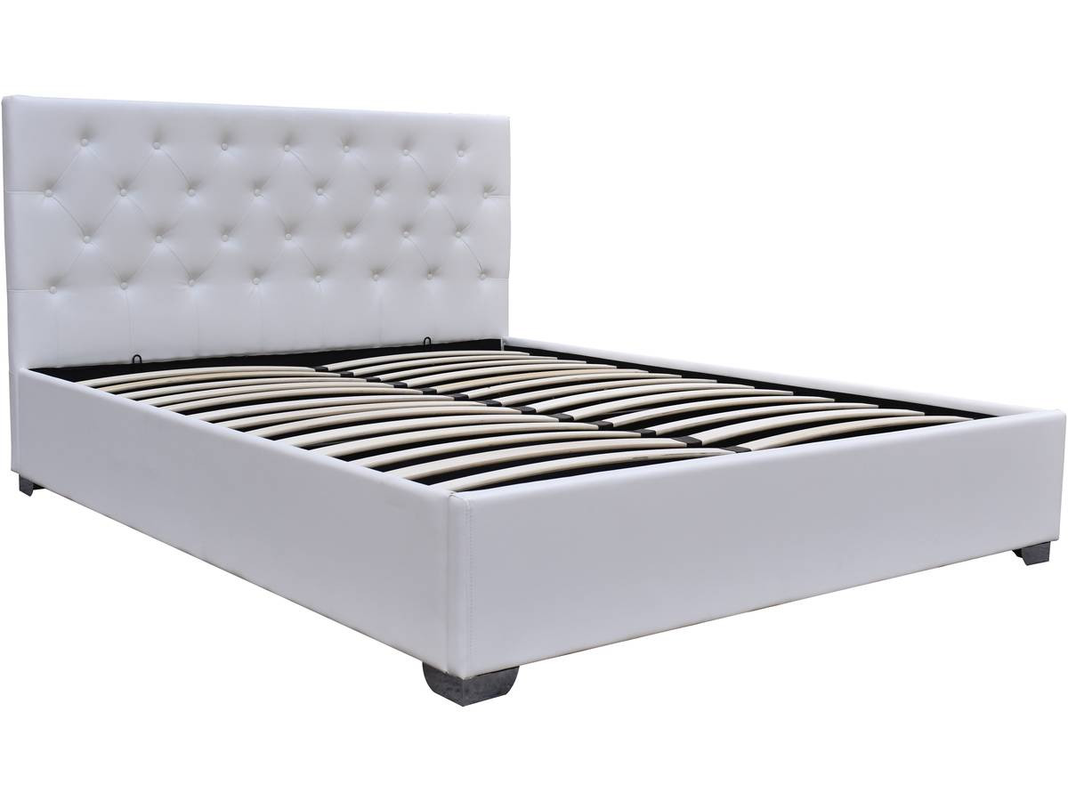 Cama de casal com baú "tino" - 140 × 190 cm - branco
