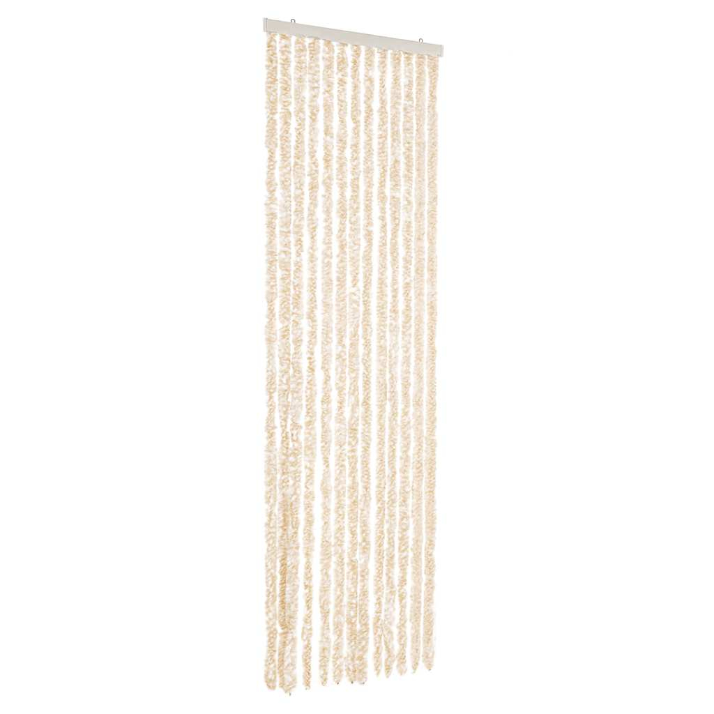 Cortina anti-insetos 56x200 cm chenille bege e branco