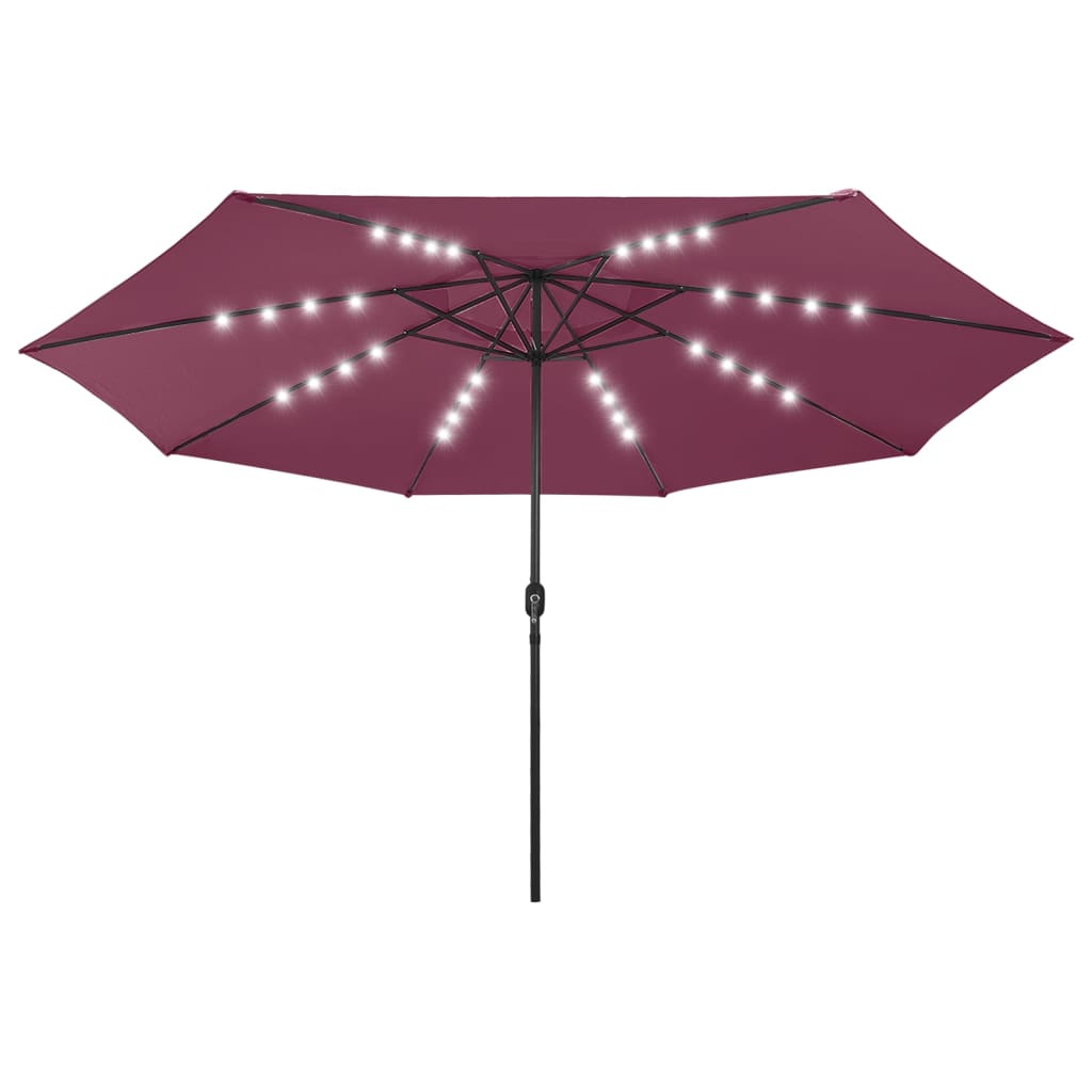 Guarda-sol de jardim com luzes LED 400 cm bordô wgo5380