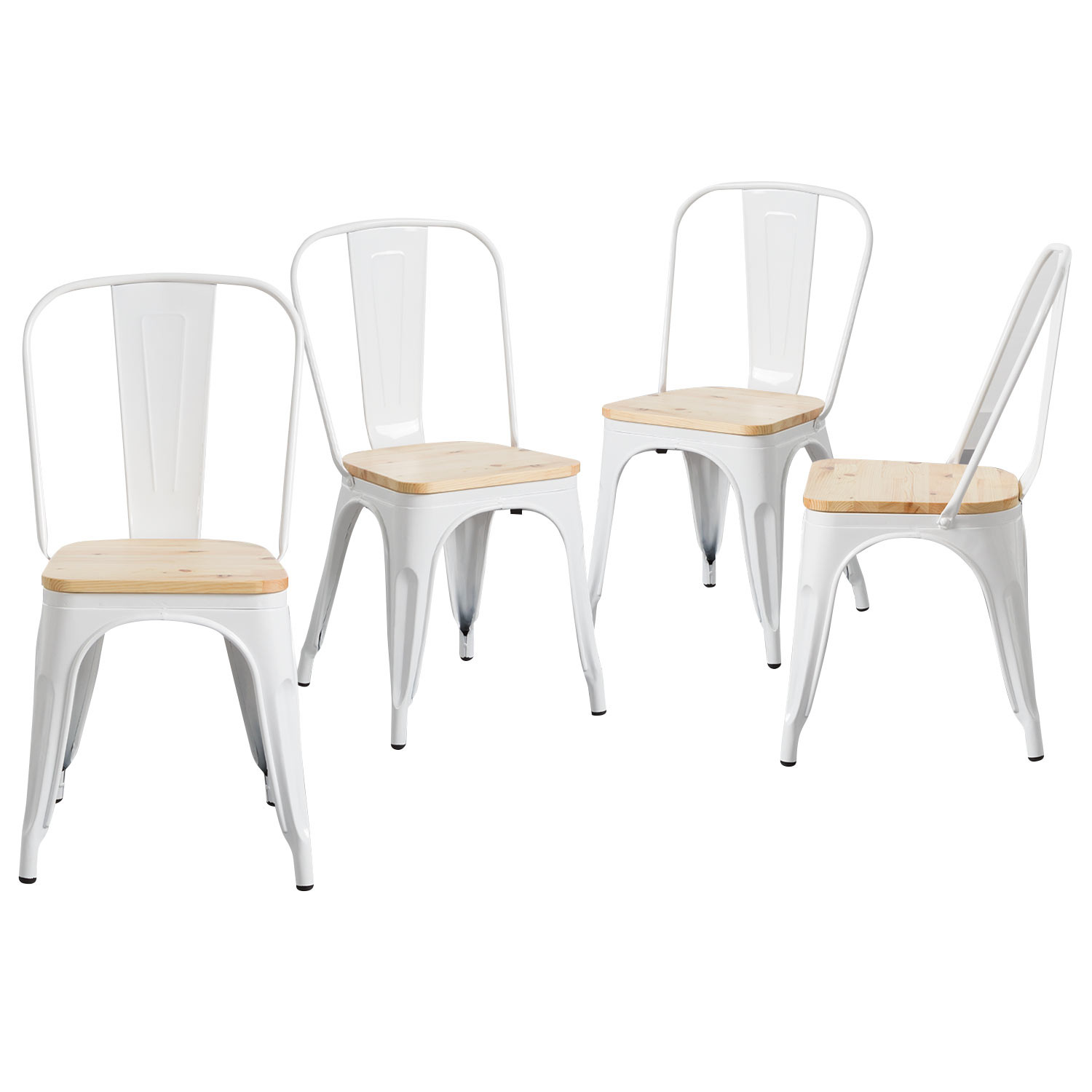 Pack 4 cadeiras strong com assento de madeira 44x43x84cm Thinia Home