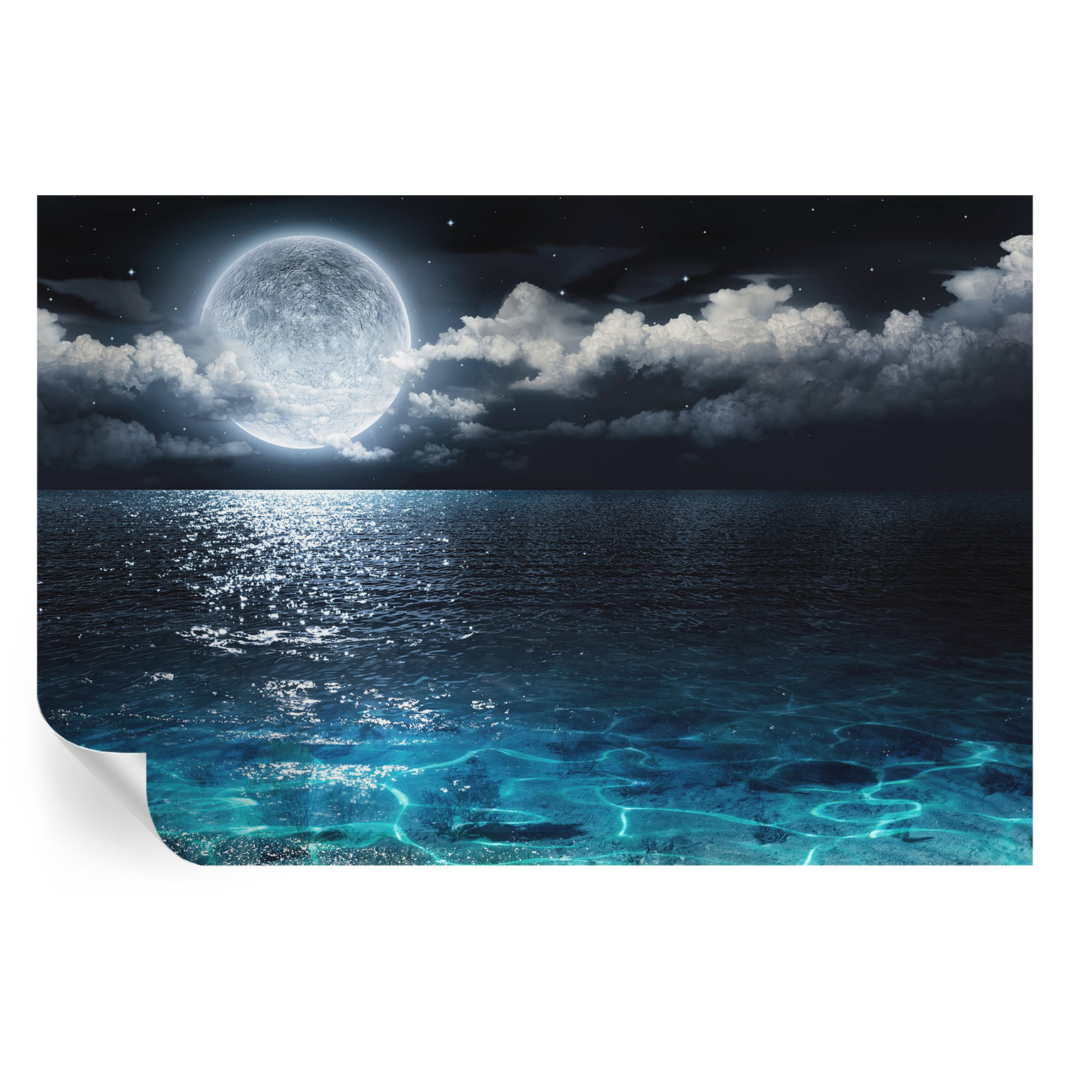 Papel de parede adesivo mar noturno 104x152 tulup