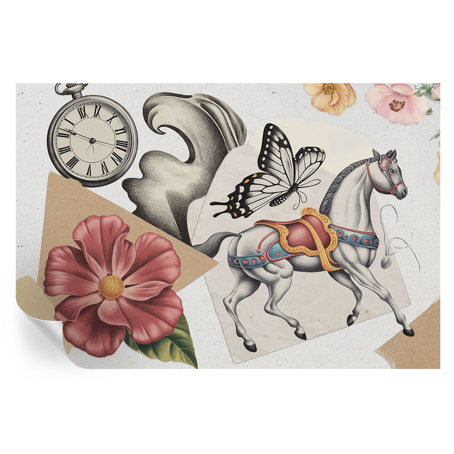 Papel parede adesivo flores vintage 104x152 tulup