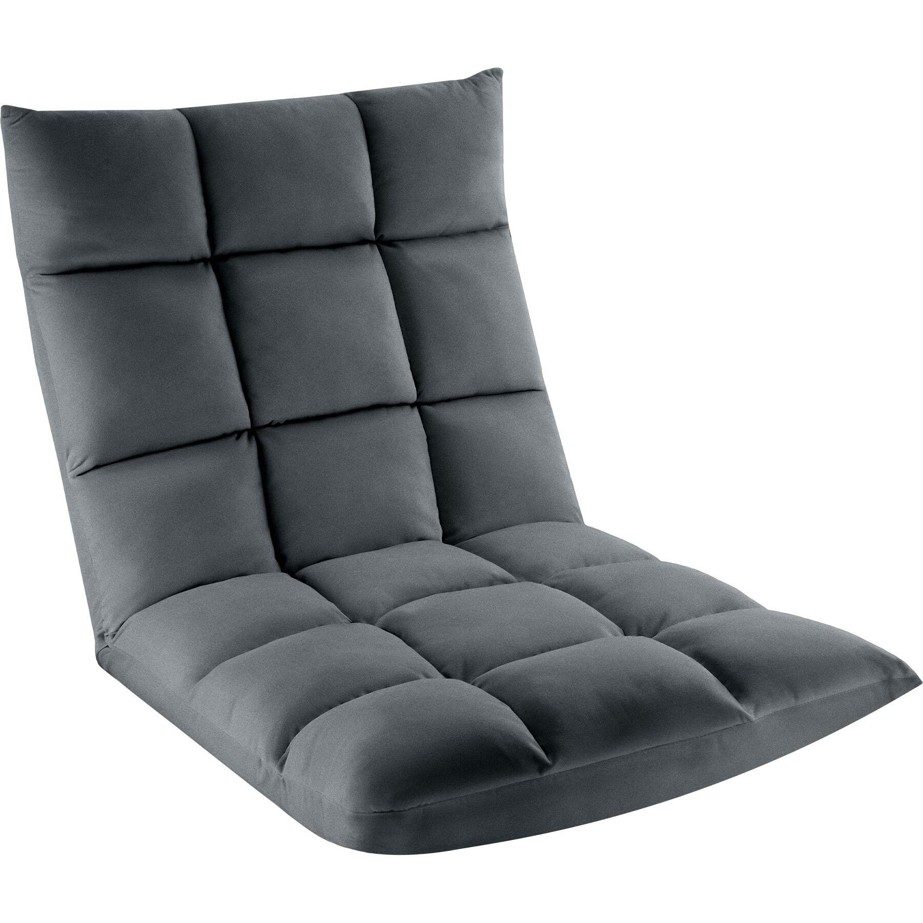 Puf de suelo com respaldo 2 en 1 terciopelo 108 x 57 x 13,5 cm, cinzento