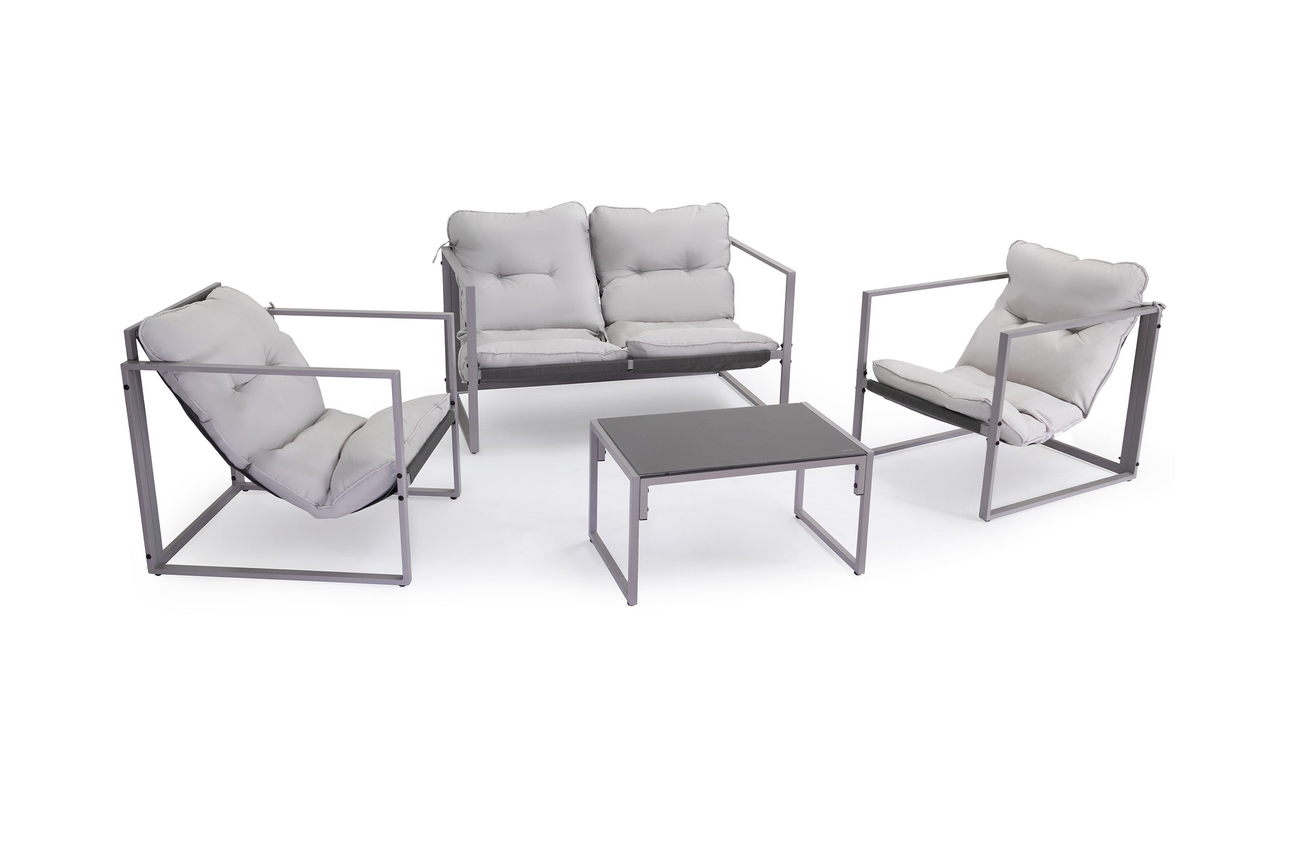 Conjunto roma: sofá, mesa e 2 cadeiras. Mobiliário para jardim e varanda.