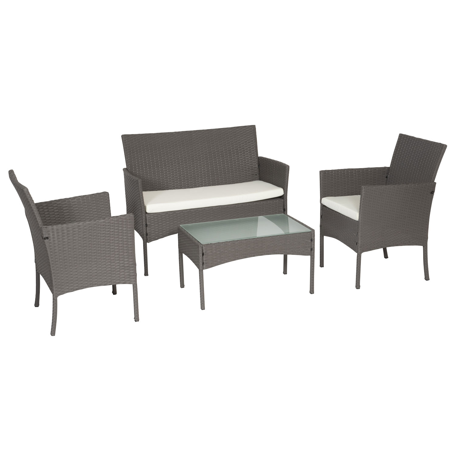 Conjunto de 4 lugares em resina tecida com almofadas
