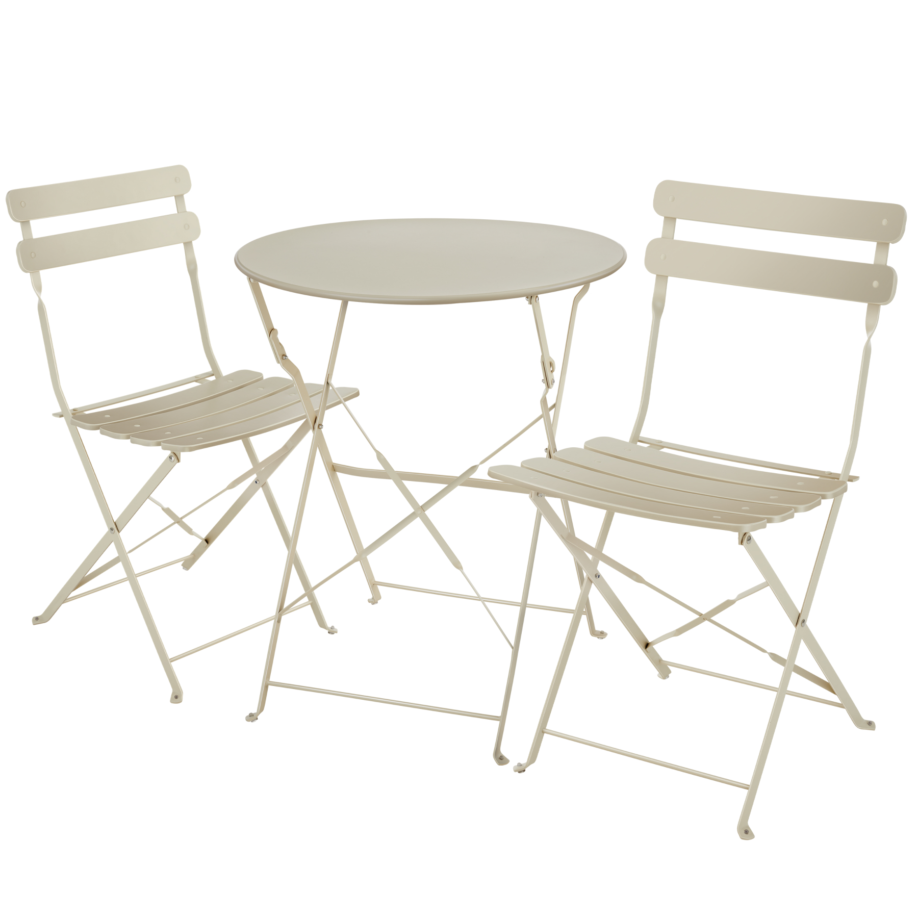 Conjunto de mesa e cadeiras para 2 pessoas dobrável de aço capuchino