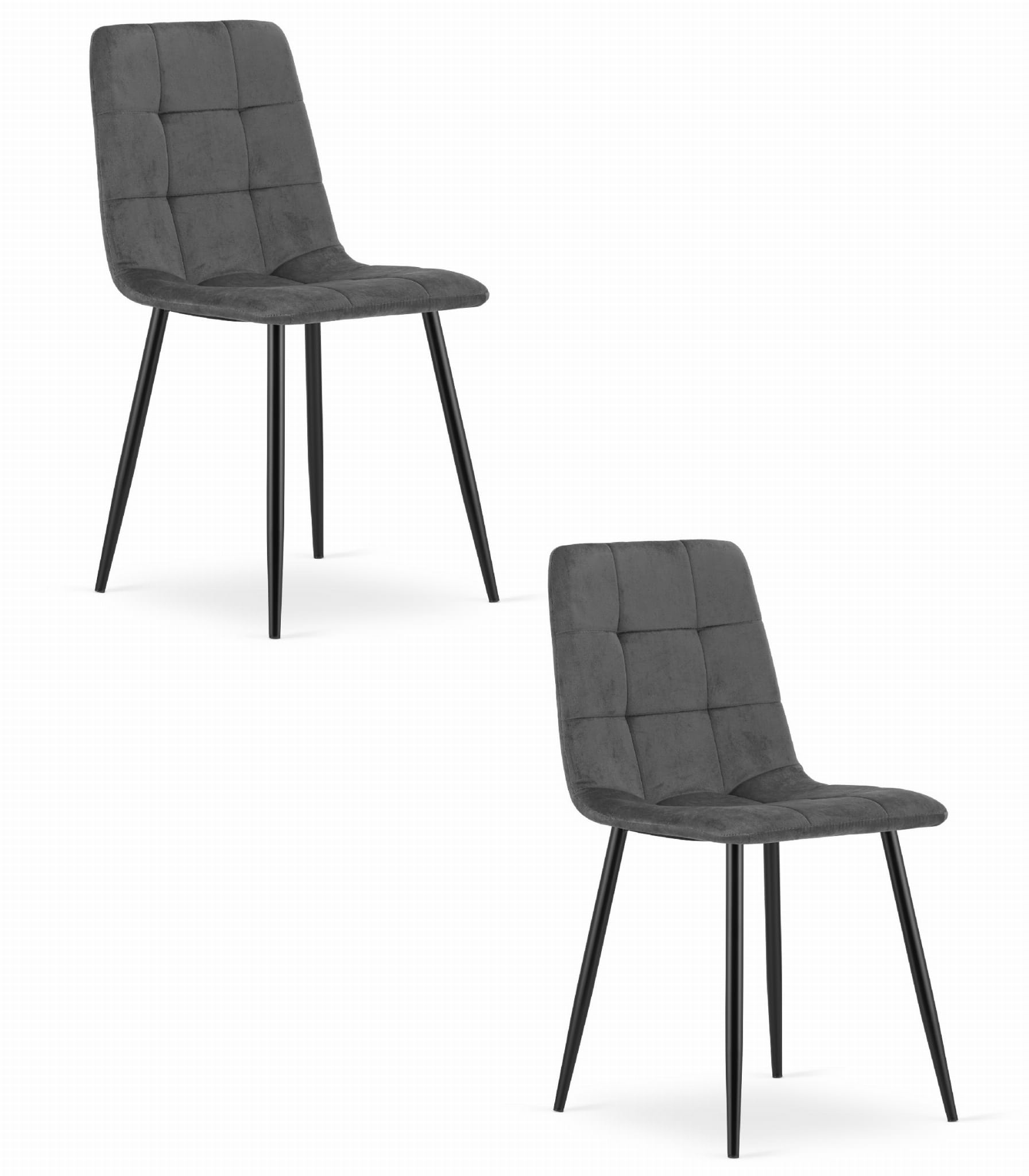 Cadeira valora pyra em veludo cinza escuro, design moderno (2 unidades)