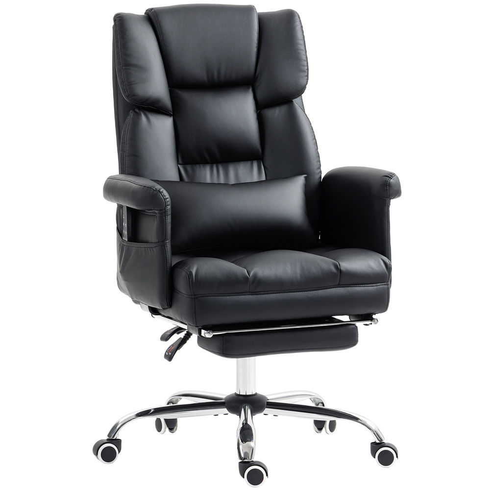 Cadeira de escritório com massagem 69x65x115 cm couro pu Homcom