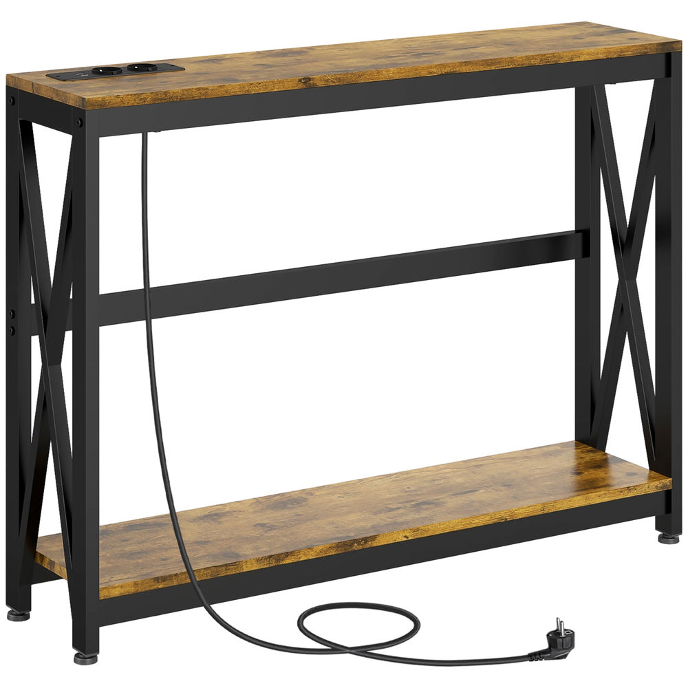 Mesa consola 100x24x75 cm color marrón Homcom, casa - mesas
