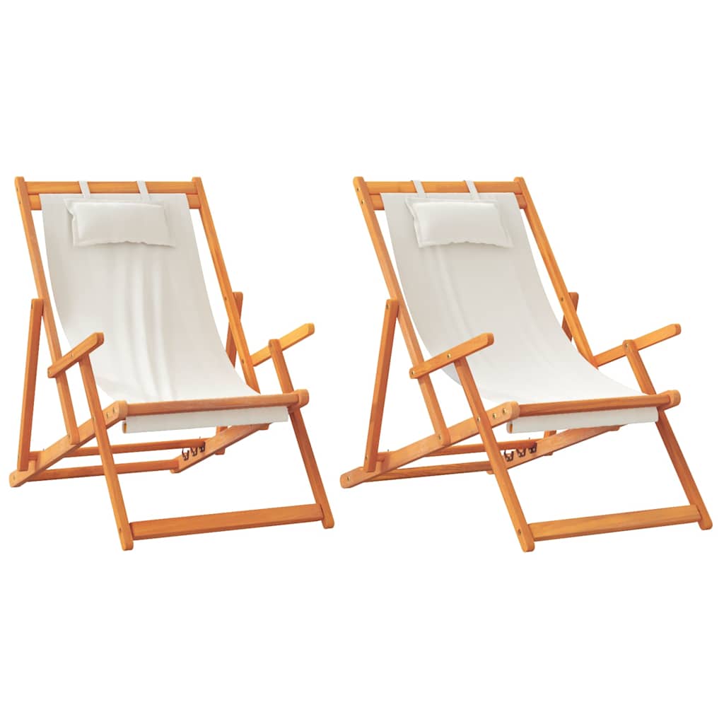 vidaXL sillas de playa plegables 2 unidades tela color crema