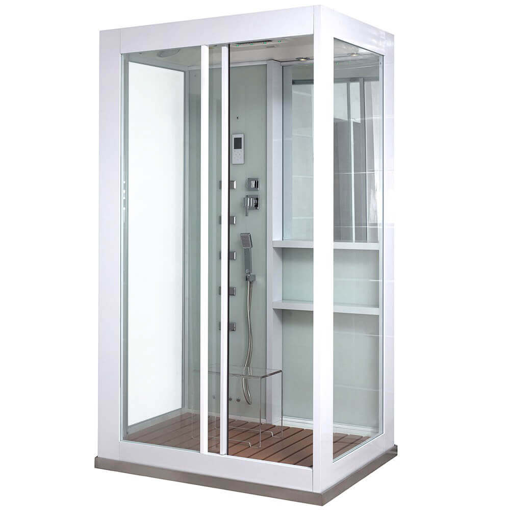 Ducha de vapor con cascada y sauna de vapor luxory - 120 x 90 cm blanco