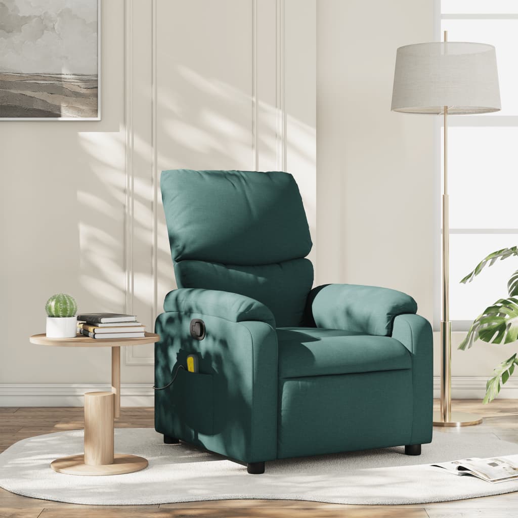 Poltrona de massagens reclinável tecido verde-escuro ewg1543