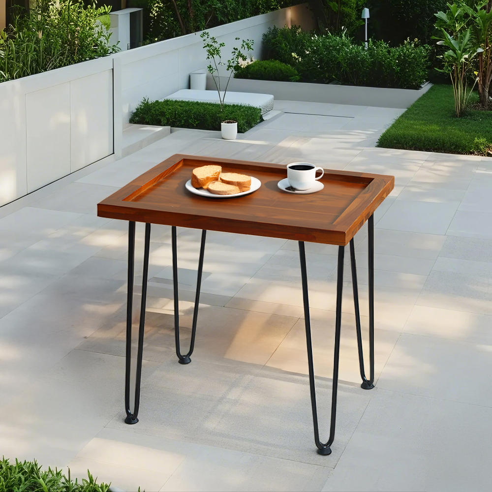 Mesa centro madeira maciça natural 62x50x15,5cm para sala e jardim