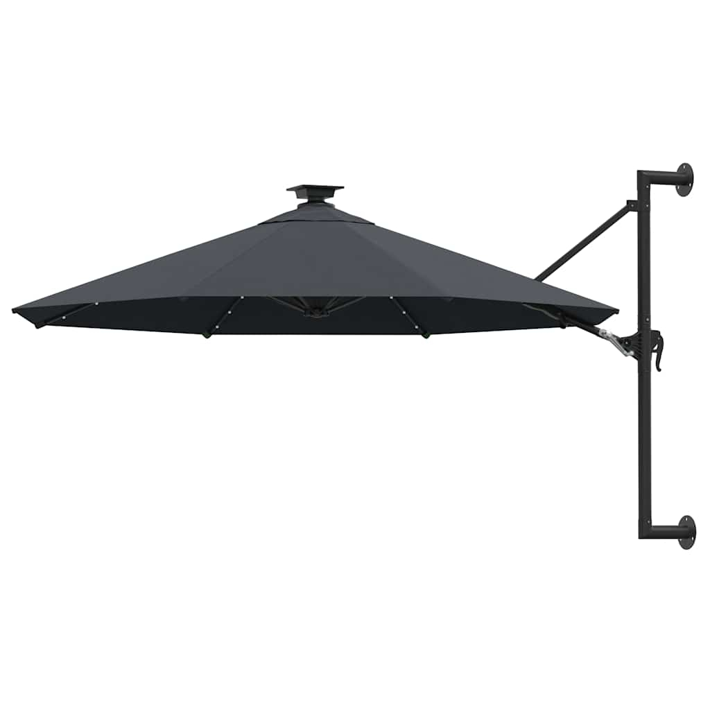 Guarda-sol de jardim de parede vidaxl com luzes LED antracite 300 cm