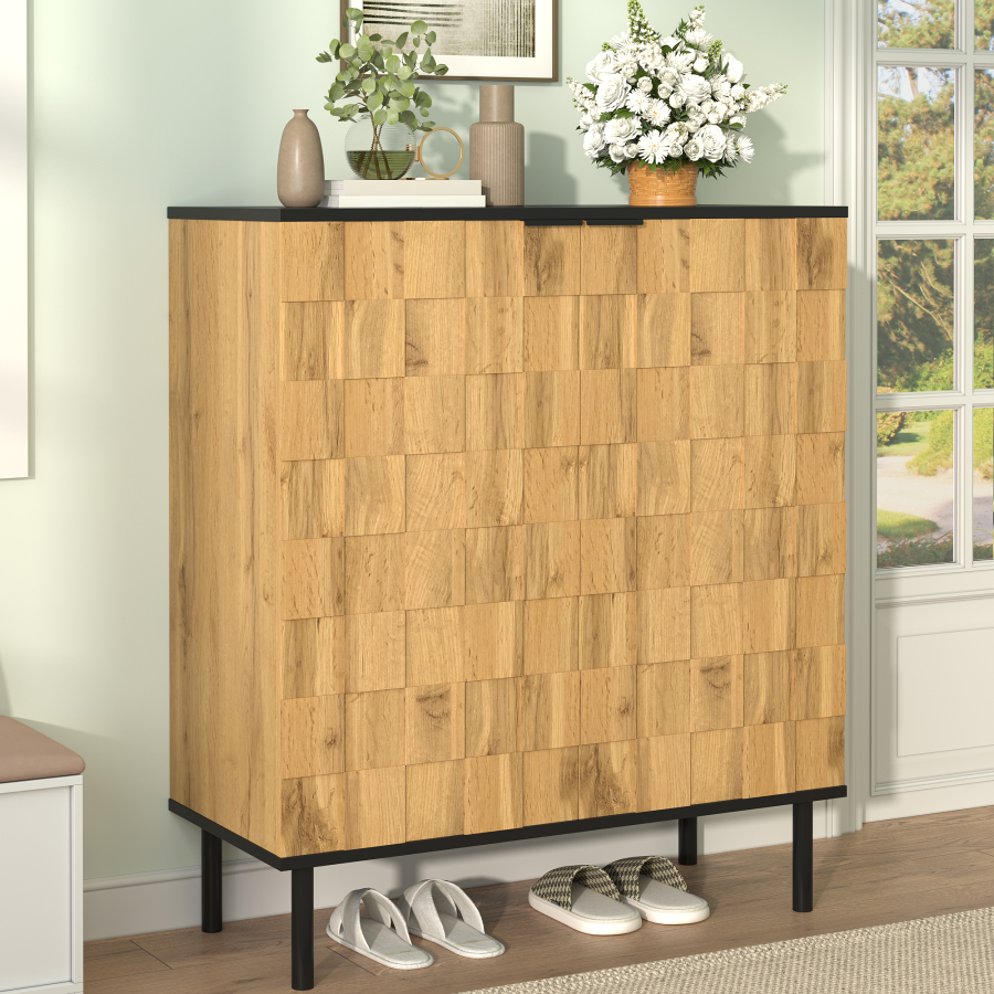 Sapateira com 2 portas natural 91,5x80x35cm