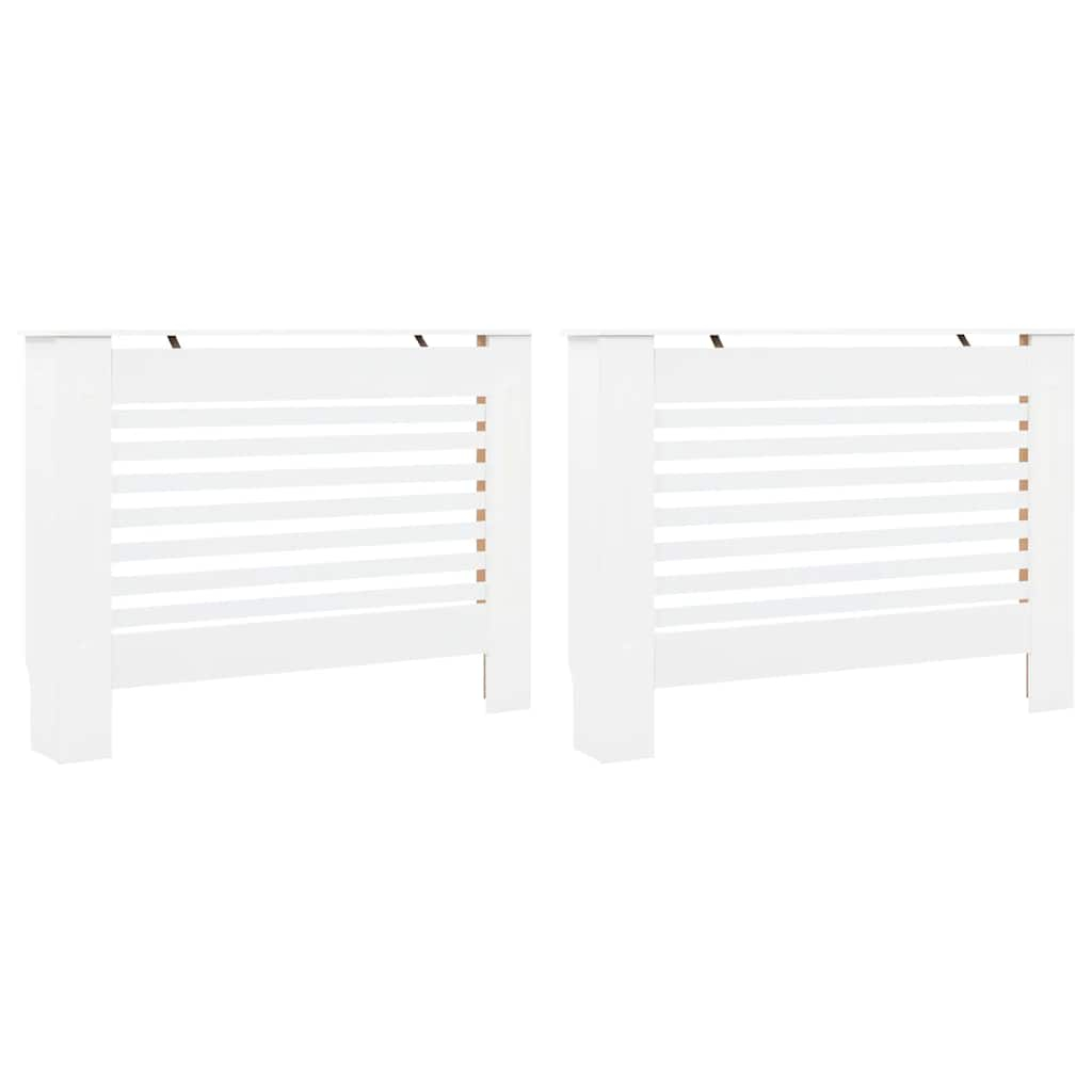 Coberturas de radiador 2 pcs 112x19x81,5 cm mdf branco