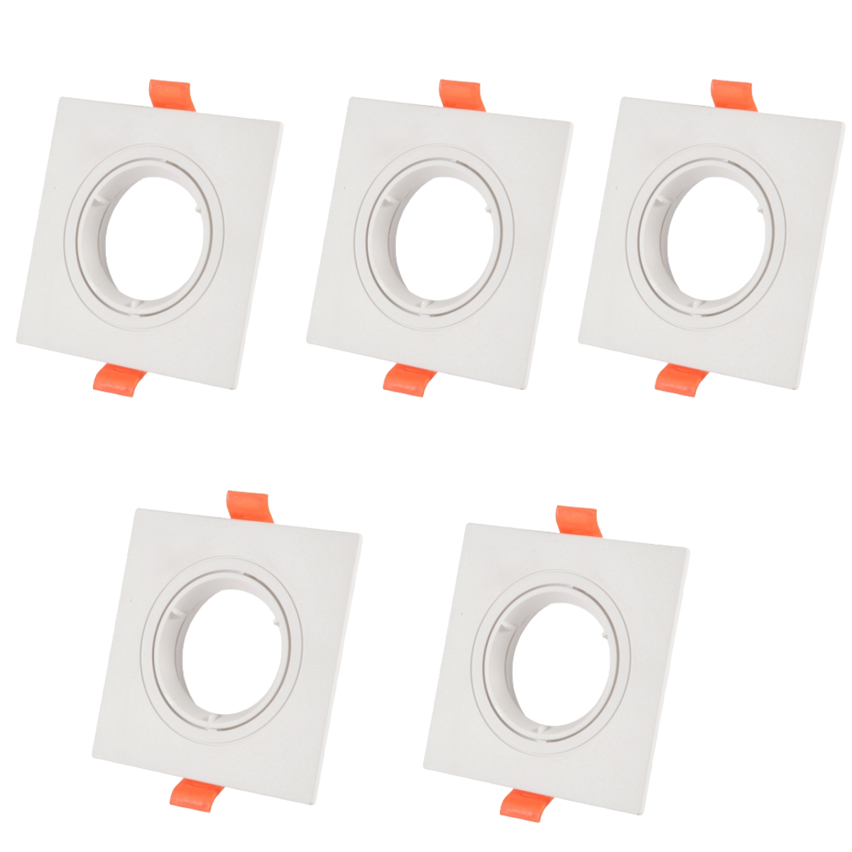 5x quadro quadrado ajustável embutida no teto para gu10/mr16